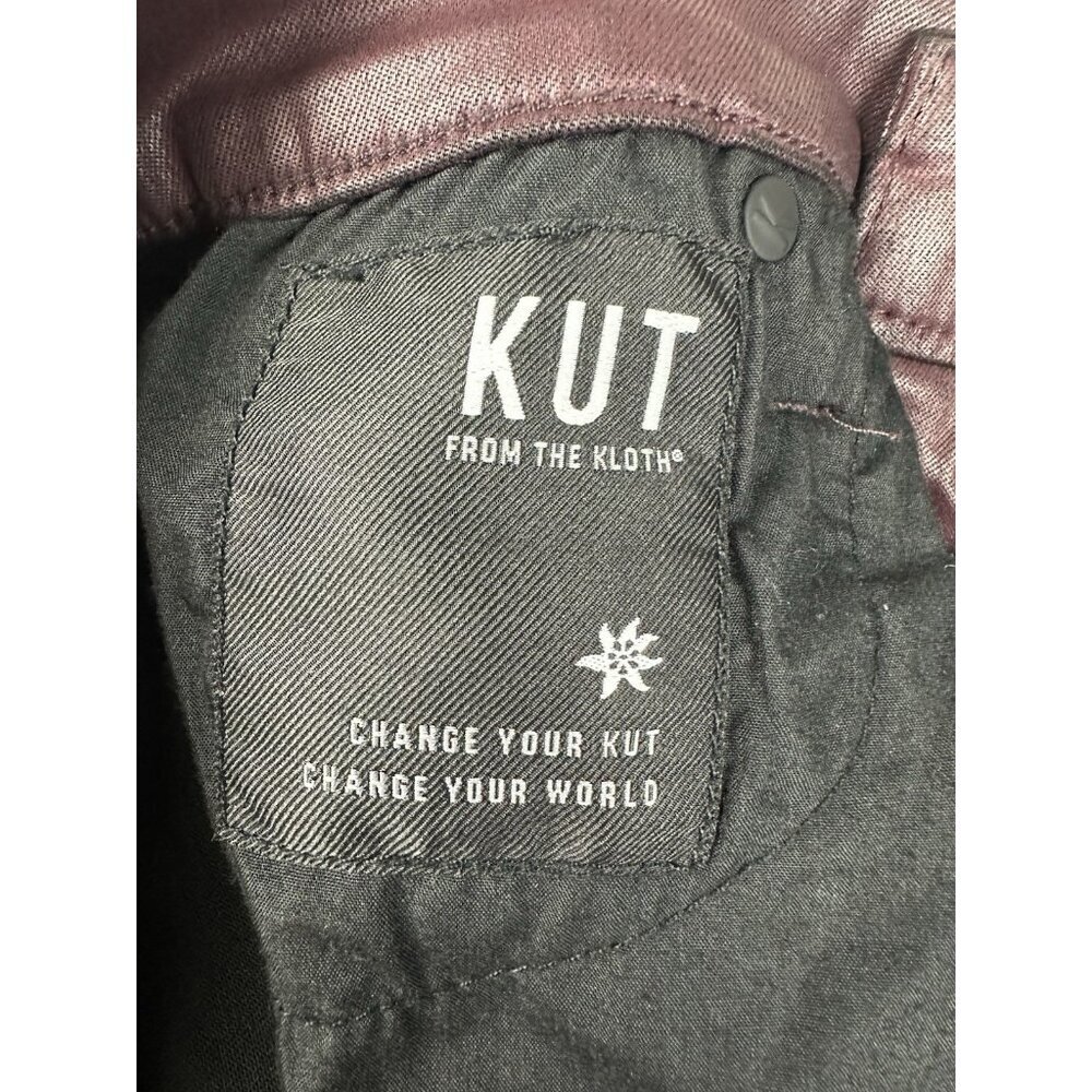 Kut from the Kloth Mia High Rise Skinny Wet Look Bordeaux Jeans Size 0 - Picture 12 of 16